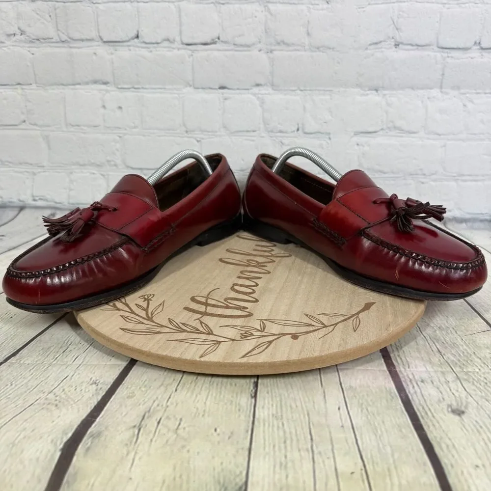 Cole Haan Pinch Tassel Loafers Men 10.5 Burgundy Oxblood Leather Dress Shoes